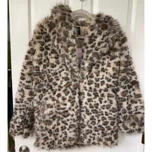 Wild Fable faux fur NWT jacket coat Cheetah Leopard brown cream animal print S